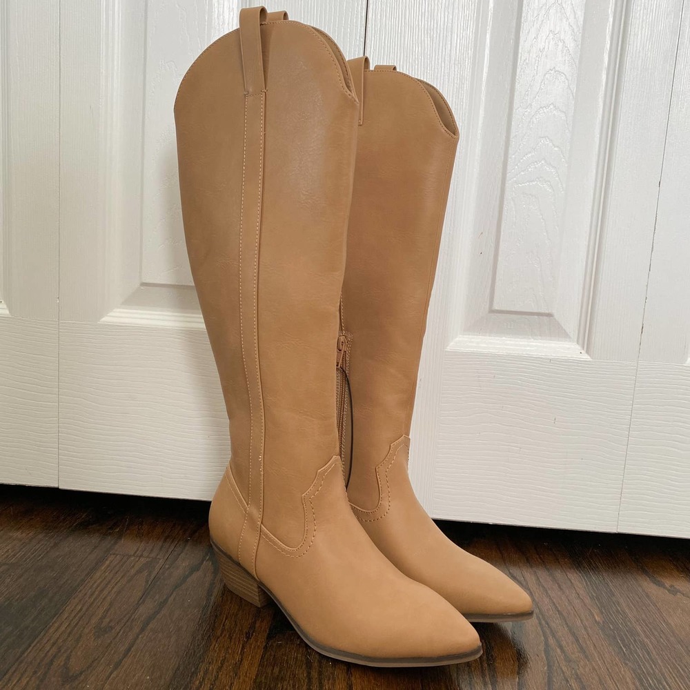 Light Brown Tan Knee High Western Boots